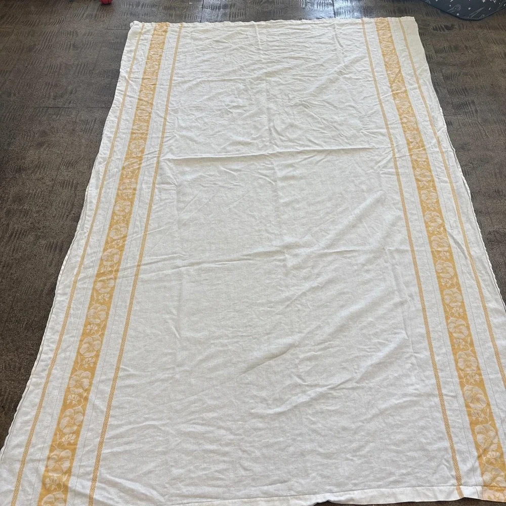 Vintage 1960S Tablecloth 90 X 58 Orange Pansy Cotton Reversible